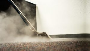 steam cleaning carpet with steam cleaner
